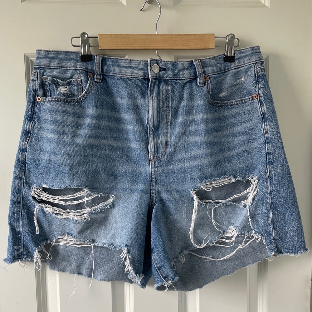 American Eagle Outfitters Light Blue Distressed Jean Shorts